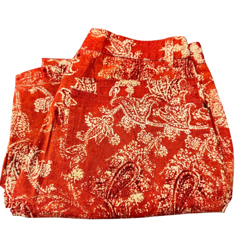 Lauren Ralph Lauren Pants Womens 8 (30x26 ACTUAL) Paisley Red Boho Crop Vintage